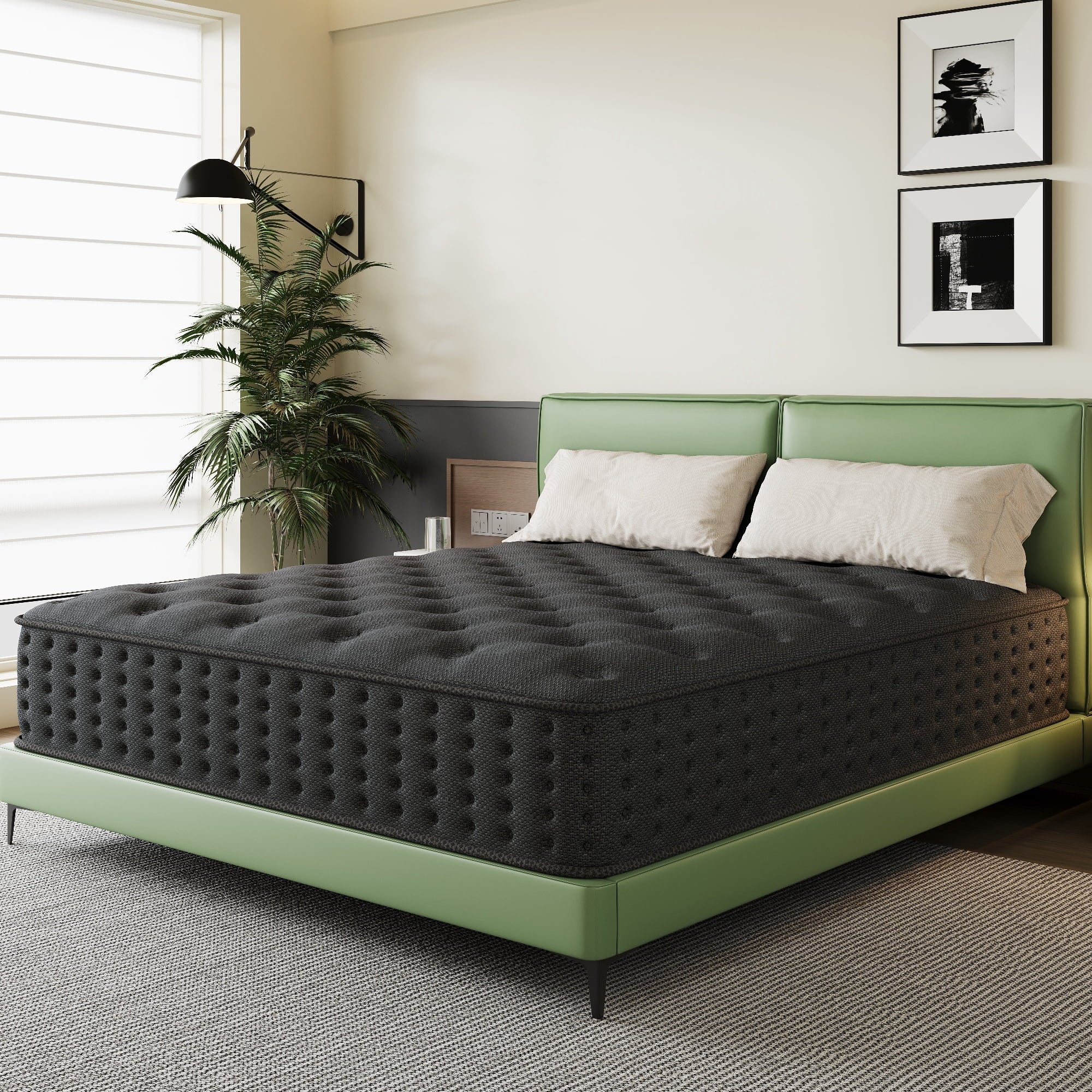 Tryagat 12” Queen Hybrid Mattress in a Box, Medium Firm Queen Size Mattresses, Cooling Gel Memory Foam Mattress with Individually Wrapped Pocket Coils, Pressure Relief
